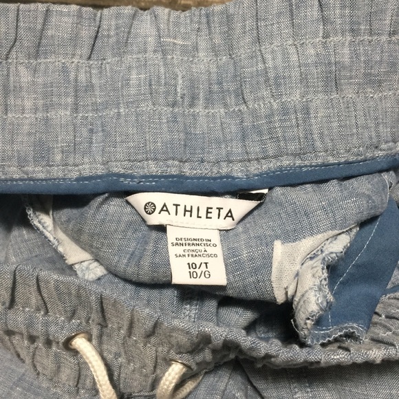 Athleta Cabo Linen Joggers Women’s 10T Blue Chambray Tapered (Inseam 29) - Picture 10 of 10